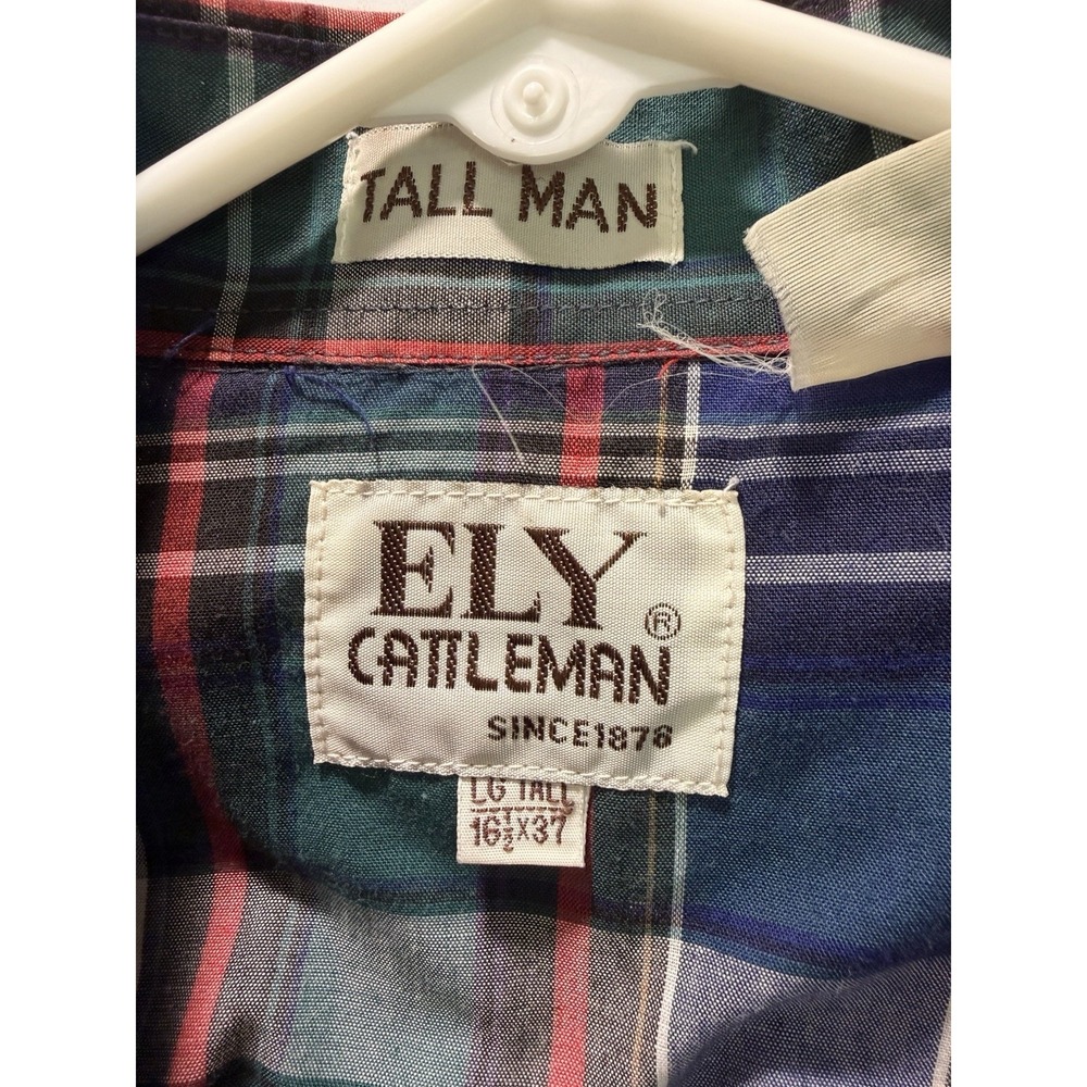 Vintage Ely Cattleman western wear pearl snap shirt men's Large Tall - Picture 2 of 3